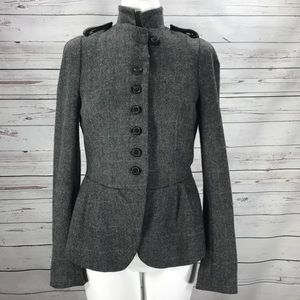 Zara Sz S Wool Blend Boucle Fitted Blazer Jacket